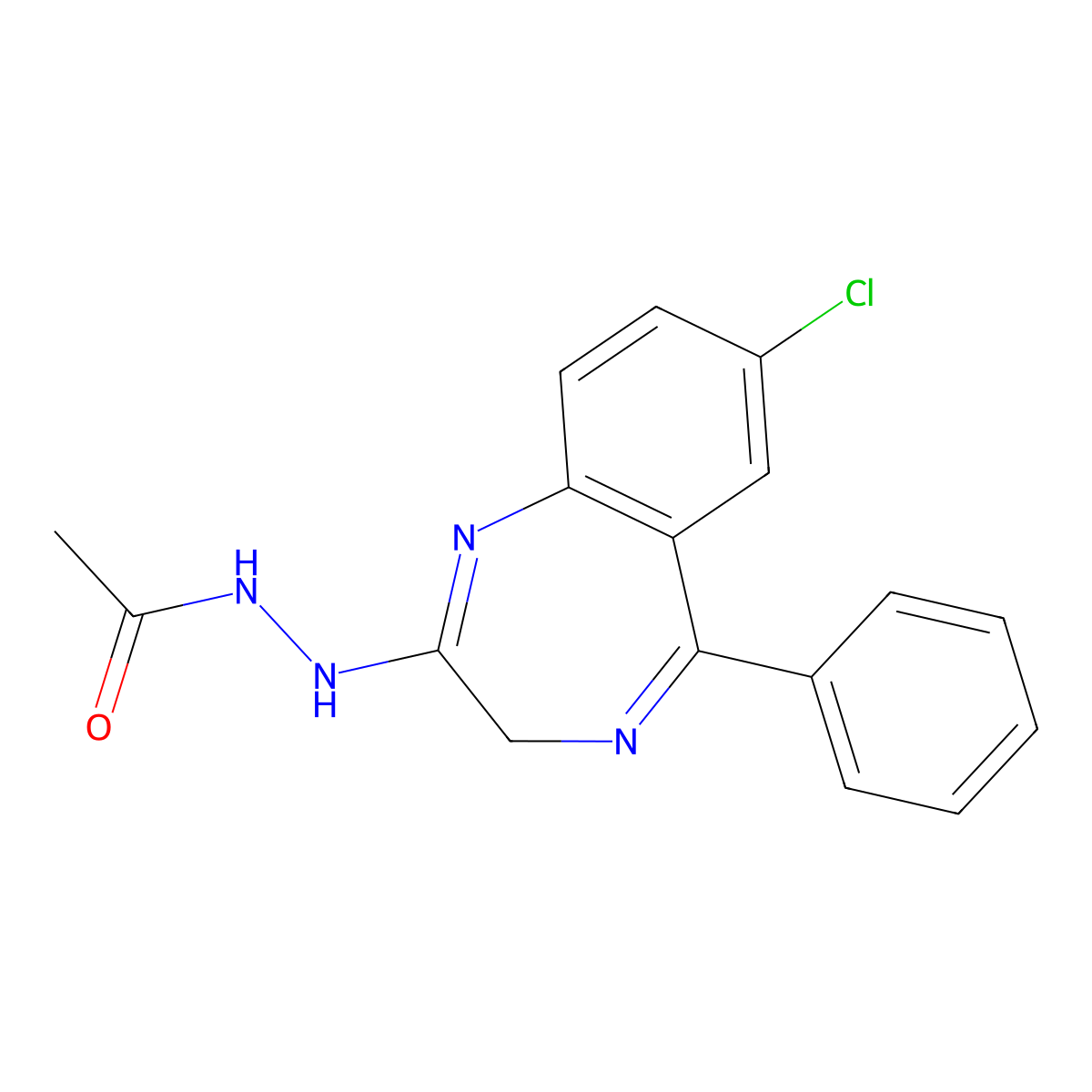 2-(2-Acetylhydrazino)-7-chloro-5-phenyl-3H-1,4-benzodiazepine molecular structure, CAS 28910-89-6