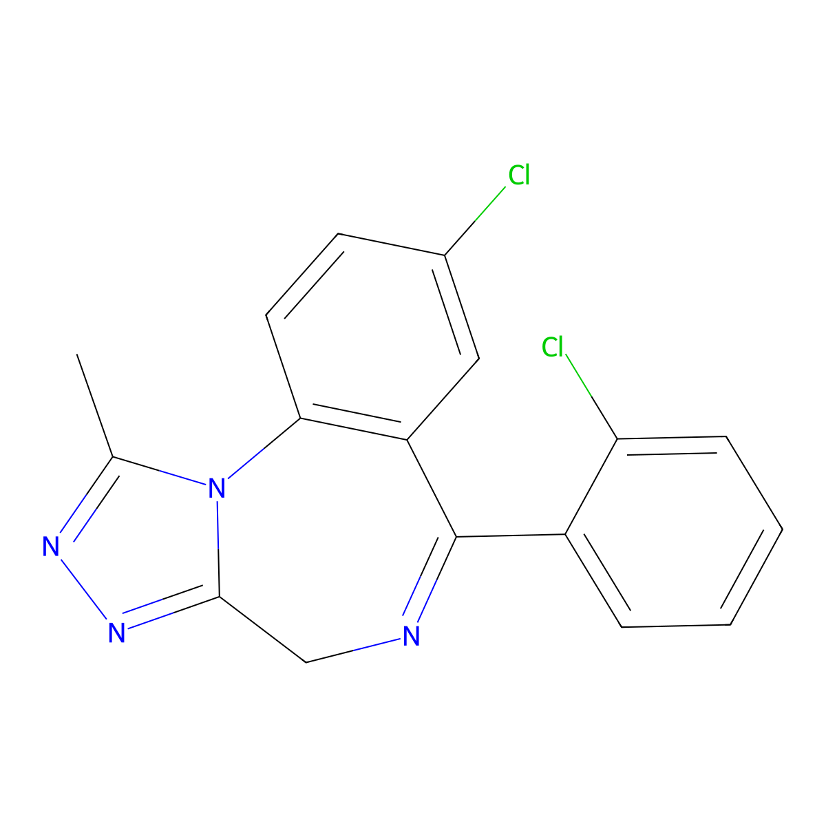 Triazolam molecular structure, CAS 28911-01-5