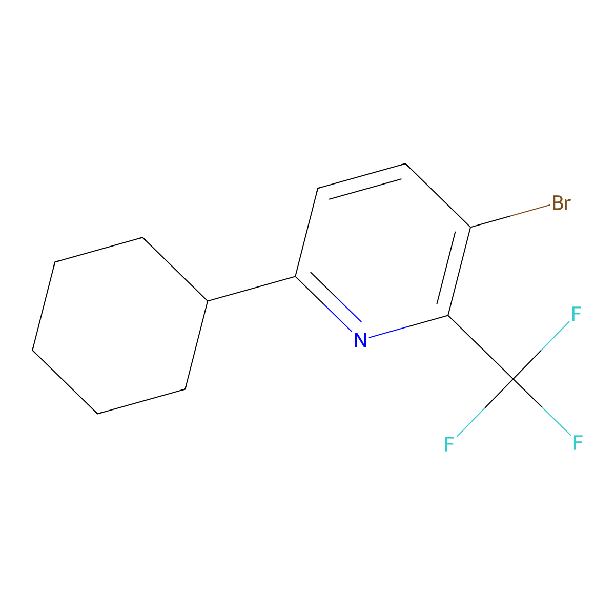 3-Bromo-6-cyclohexyl-2-(trifluoromethyl)pyridine molecular structure, CAS 2891510-69-1