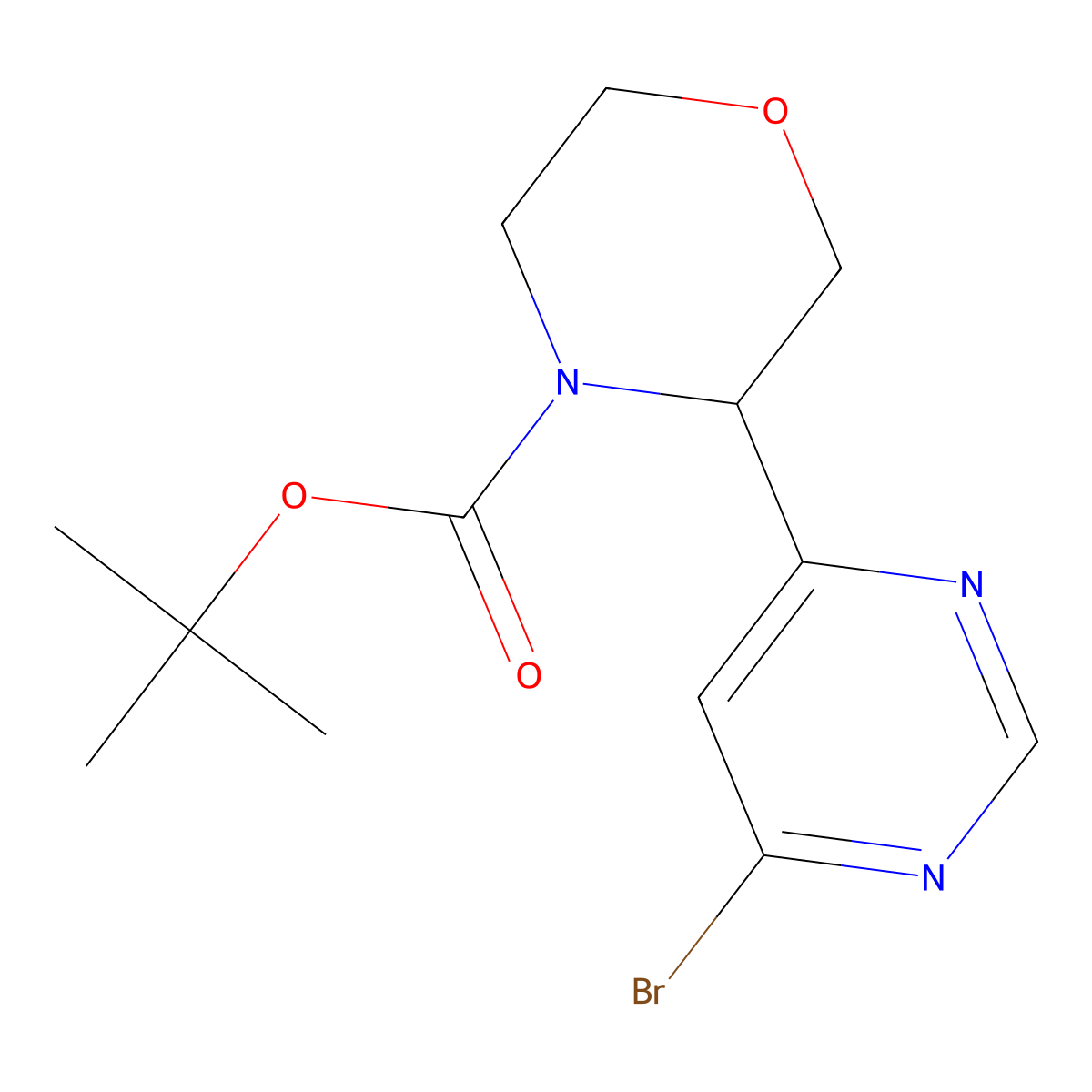 Tert-butyl 3-(6-bromopyrimidin-4-yl)morpholine-4-carboxylate molecular structure, CAS 2891510-70-4