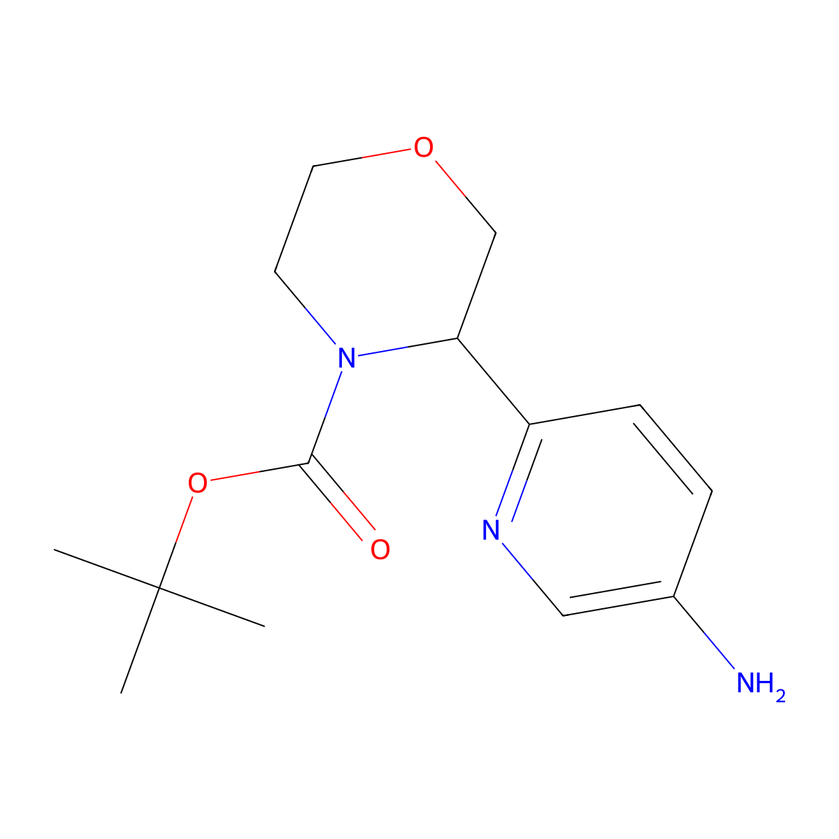 Tert-butyl 3-(5-aminopyridin-2-yl)morpholine-4-carboxylate molecular structure, CAS 2891510-87-3