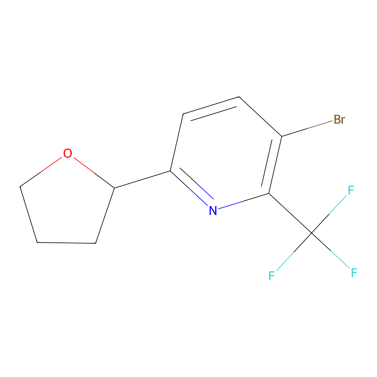 3-Bromo-6-(tetrahydrofuran-2-yl)-2-(trifluoromethyl)pyridine molecular structure, CAS 2891510-91-9