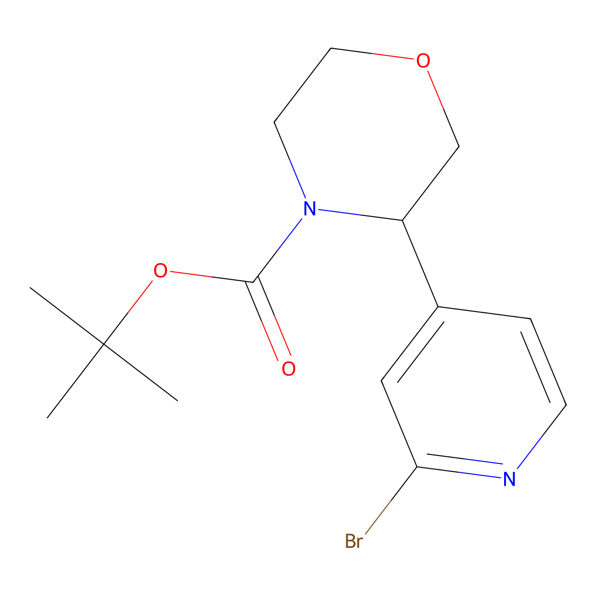 Tert-butyl 3-(2-bromopyridin-4-yl)morpholine-4-carboxylate molecular structure, CAS 2891510-96-4