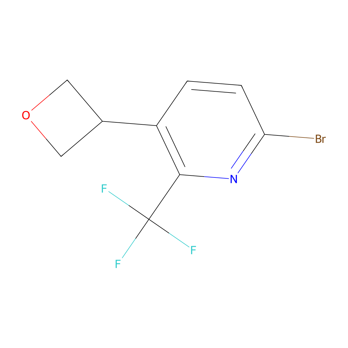 6-Bromo-3-(oxetan-3-yl)-2-(trifluoromethyl)pyridine molecular structure, CAS 2891511-28-5