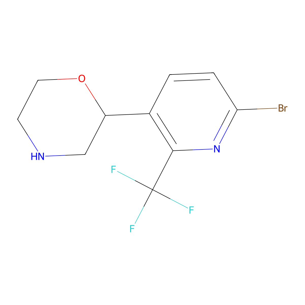 2-(6-Bromo-2-(trifluoromethyl)pyridin-3-yl)morpholine molecular structure, CAS 2891511-30-9