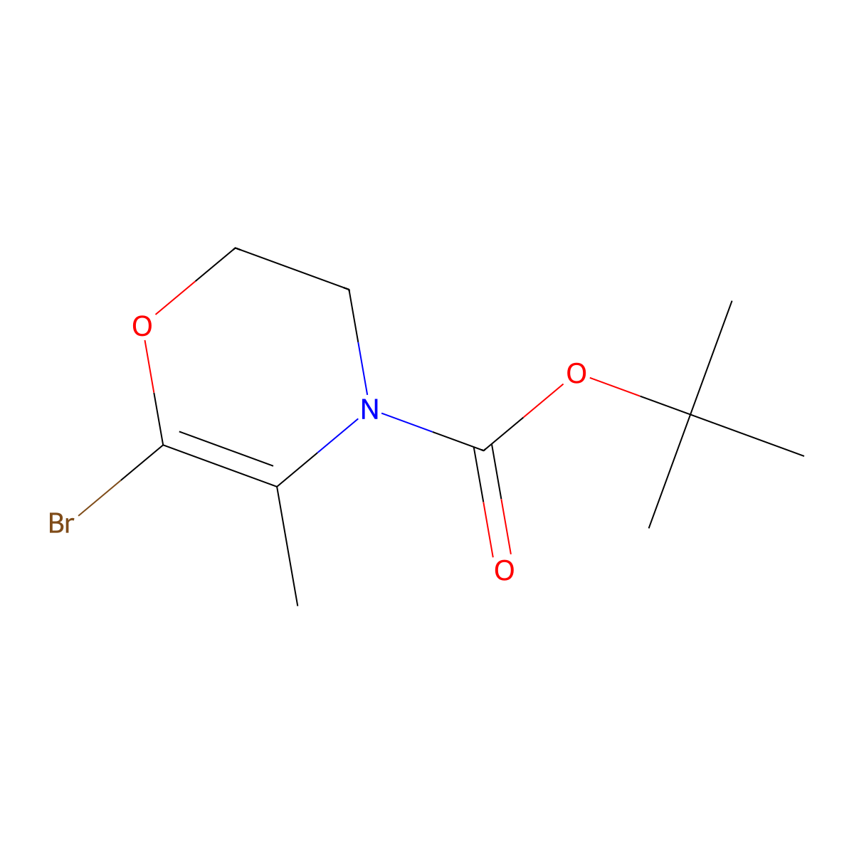 tert-butyl 6-bromo-5-methyl-2,3-dihydro-4H-1,4-oxazine-4-carboxylate molecular structure, CAS 2891511-32-1