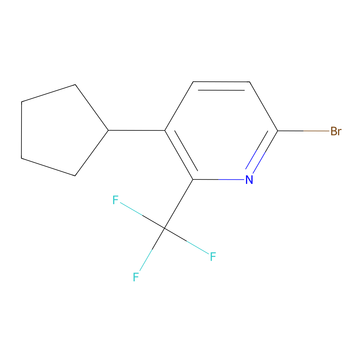6-Bromo-3-cyclopentyl-2-(trifluoromethyl)pyridine molecular structure, CAS 2891511-78-5