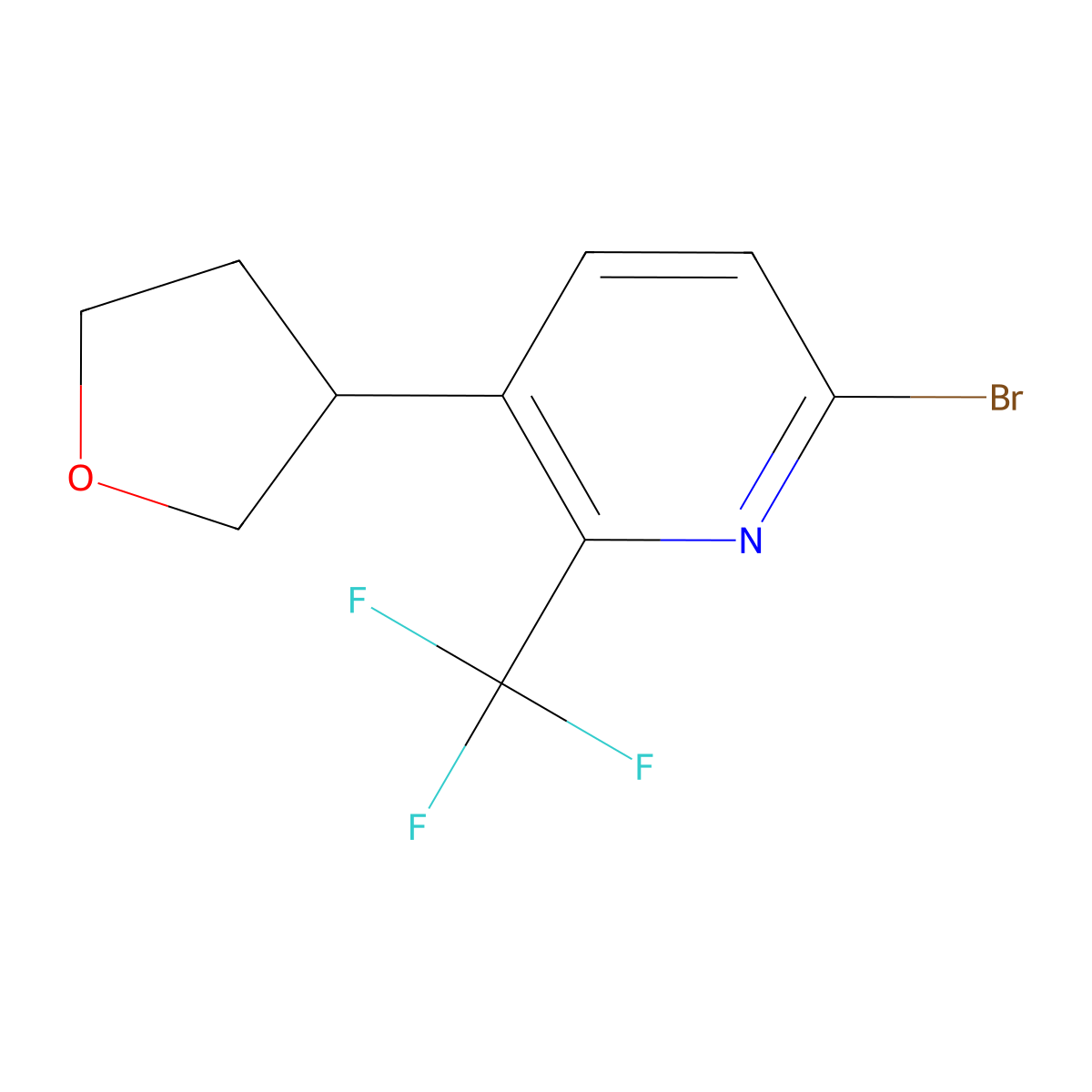 6-Bromo-3-(tetrahydrofuran-3-yl)-2-(trifluoromethyl)pyridine molecular structure, CAS 2891511-80-9