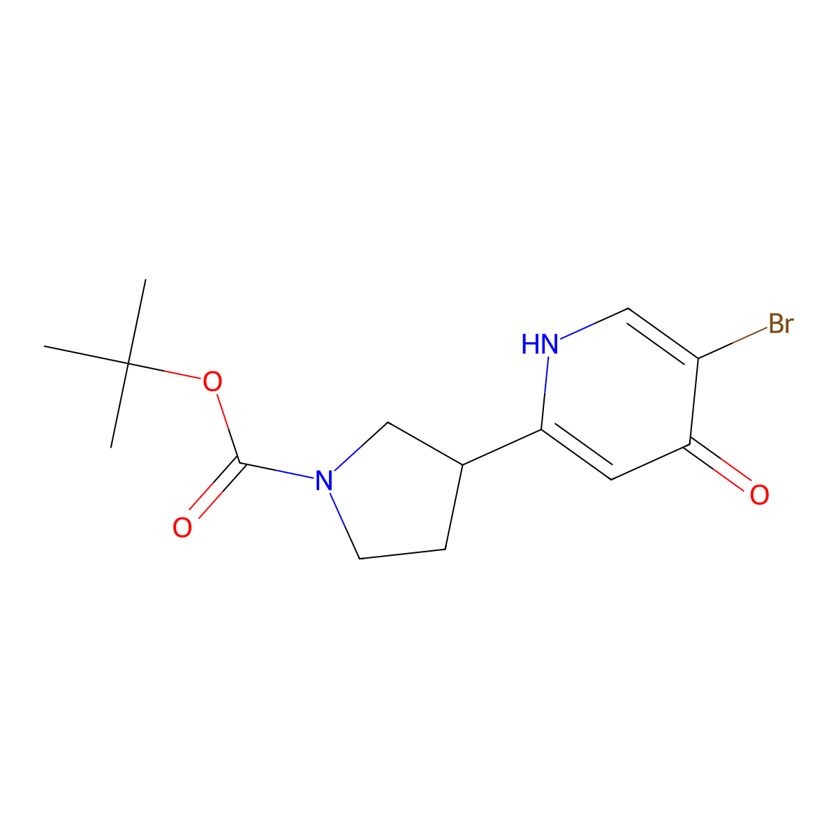 Tert-butyl 3-(5-bromo-4-hydroxypyridin-2-yl)pyrrolidine-1-carboxylate molecular structure, CAS 2891511-92-3