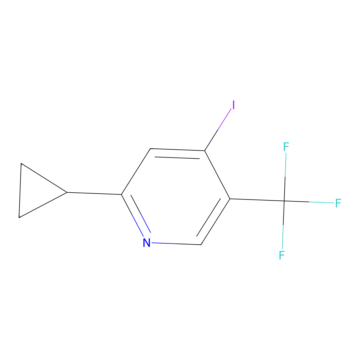 2-Cyclopropyl-4-iodo-5-(trifluoromethyl)pyridine molecular structure, CAS 2891512-21-1