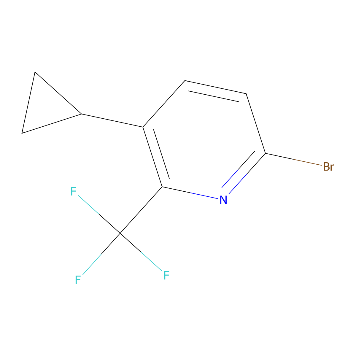 6-Bromo-3-cyclopropyl-2-(trifluoromethyl)pyridine molecular structure, CAS 2891518-09-3