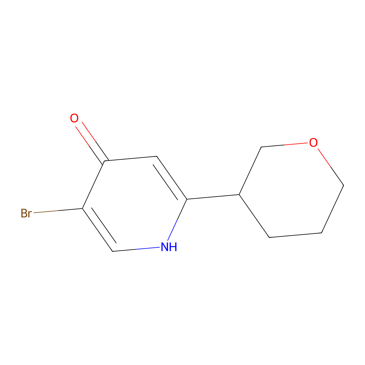 5-bromo-2-(tetrahydro-2H-pyran-3-yl)pyridin-4-ol molecular structure, CAS 2891518-12-8