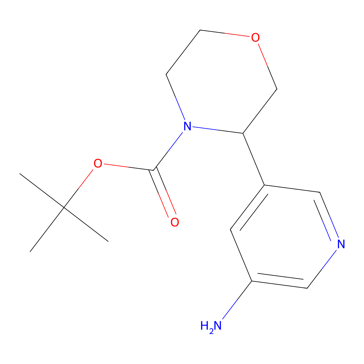 Tert-butyl 3-(5-aminopyridin-3-yl)morpholine-4-carboxylate molecular structure, CAS 2891518-14-0