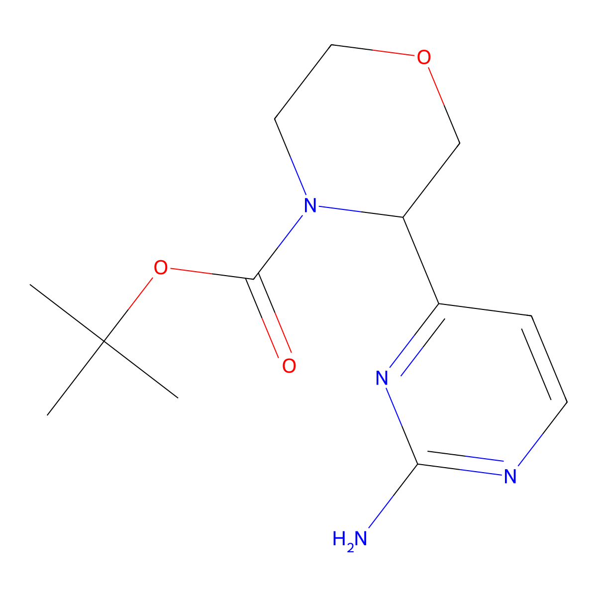 Tert-butyl 3-(2-aminopyrimidin-4-yl)morpholine-4-carboxylate molecular structure, CAS 2891518-21-9