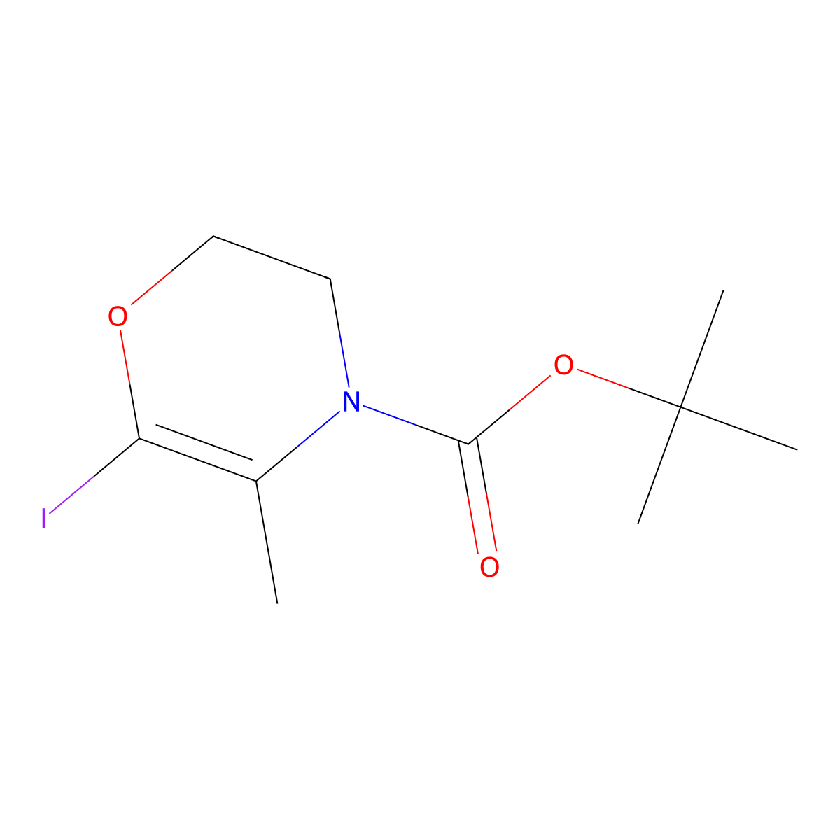tert-butyl 6-iodo-5-methyl-2,3-dihydro-4H-1,4-oxazine-4-carboxylate molecular structure, CAS 2891518-25-3