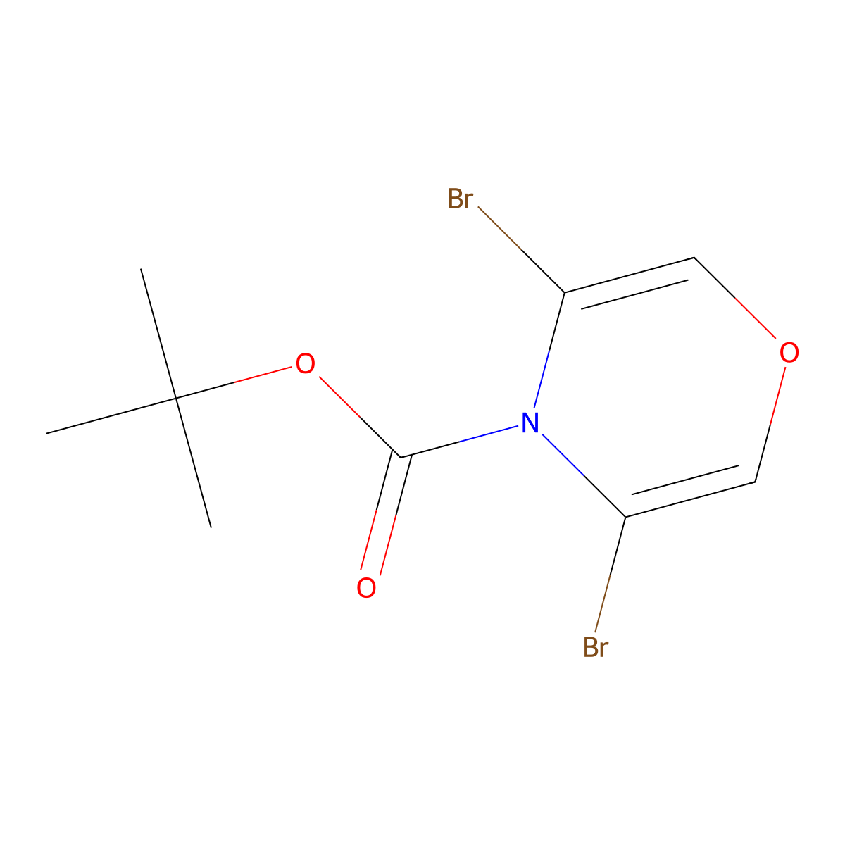 tert-butyl 3,5-dibromo-4H-1,4-oxazine-4-carboxylate molecular structure, CAS 2891518-31-1