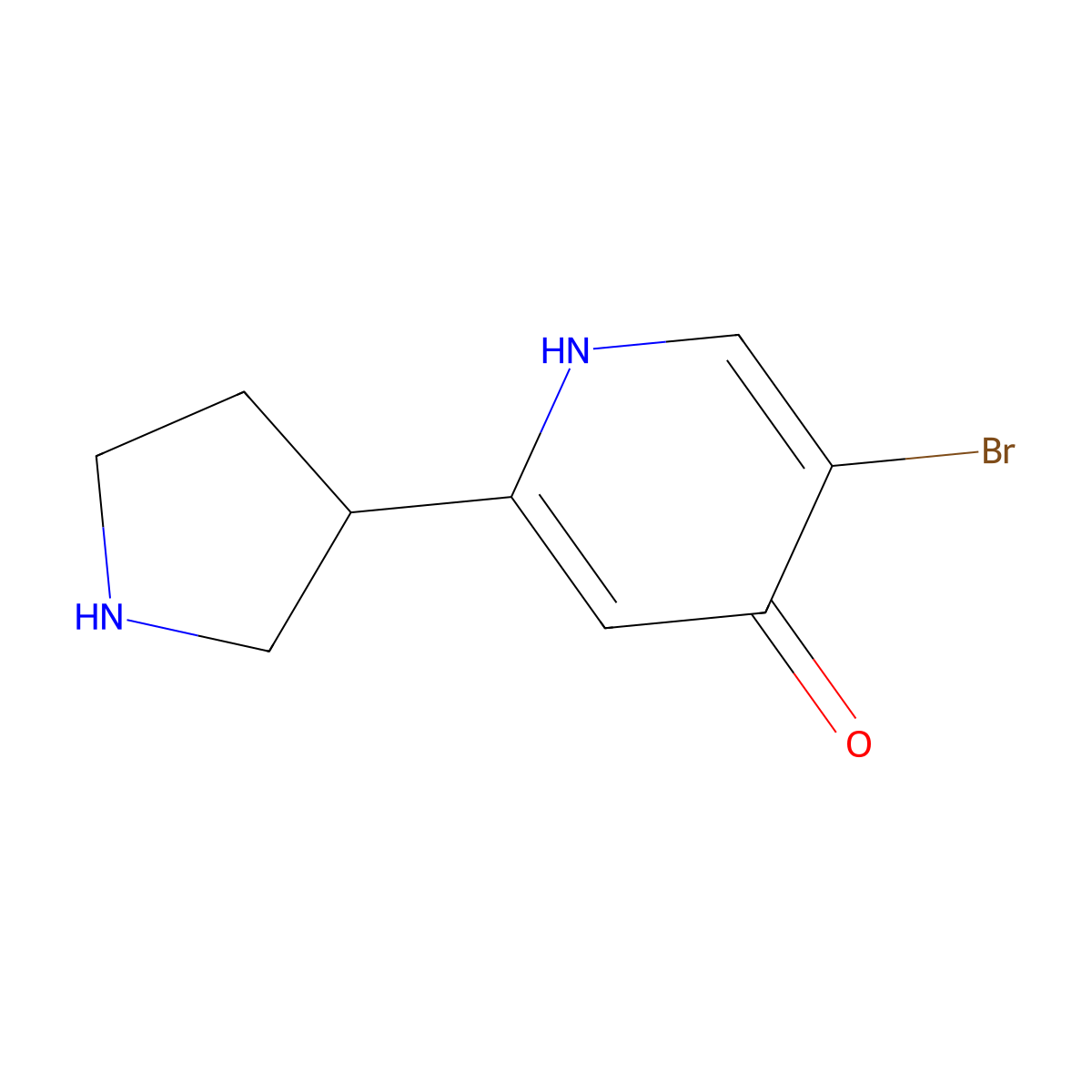 5-Bromo-2-(pyrrolidin-3-yl)pyridin-4-ol molecular structure, CAS 2891518-79-7