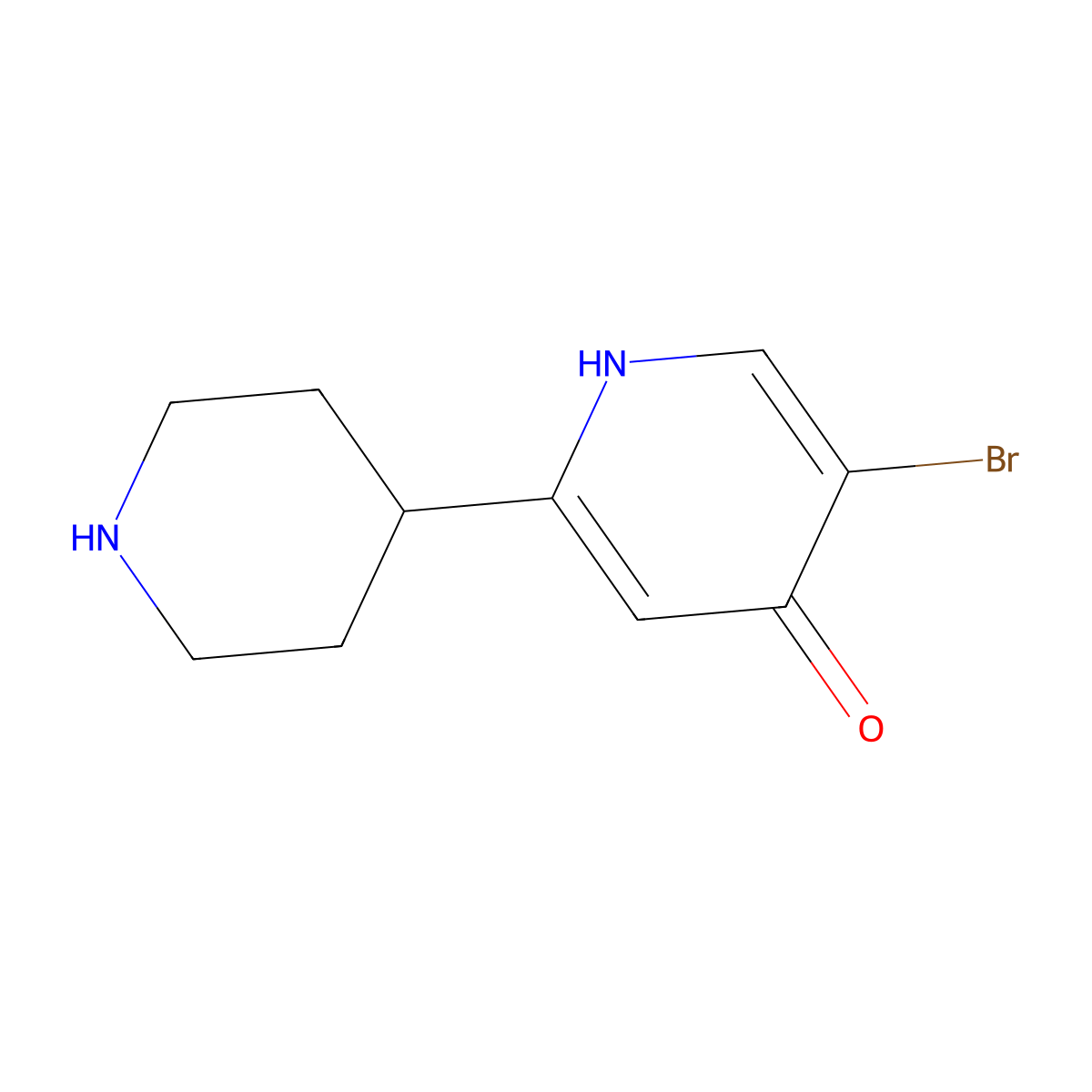 5-Bromo-2-(piperidin-4-yl)pyridin-4-ol molecular structure, CAS 2891518-82-2