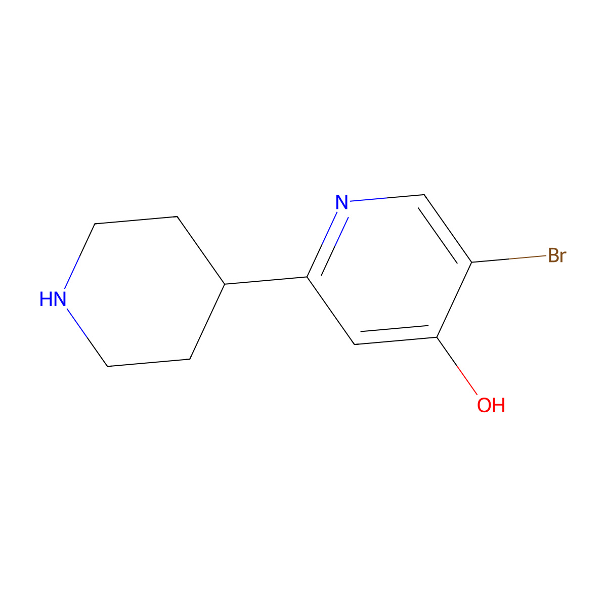 5-Bromo-2-(piperidin-4-yl)pyridin-4-ol molecular structure, CAS 2891518-82-2