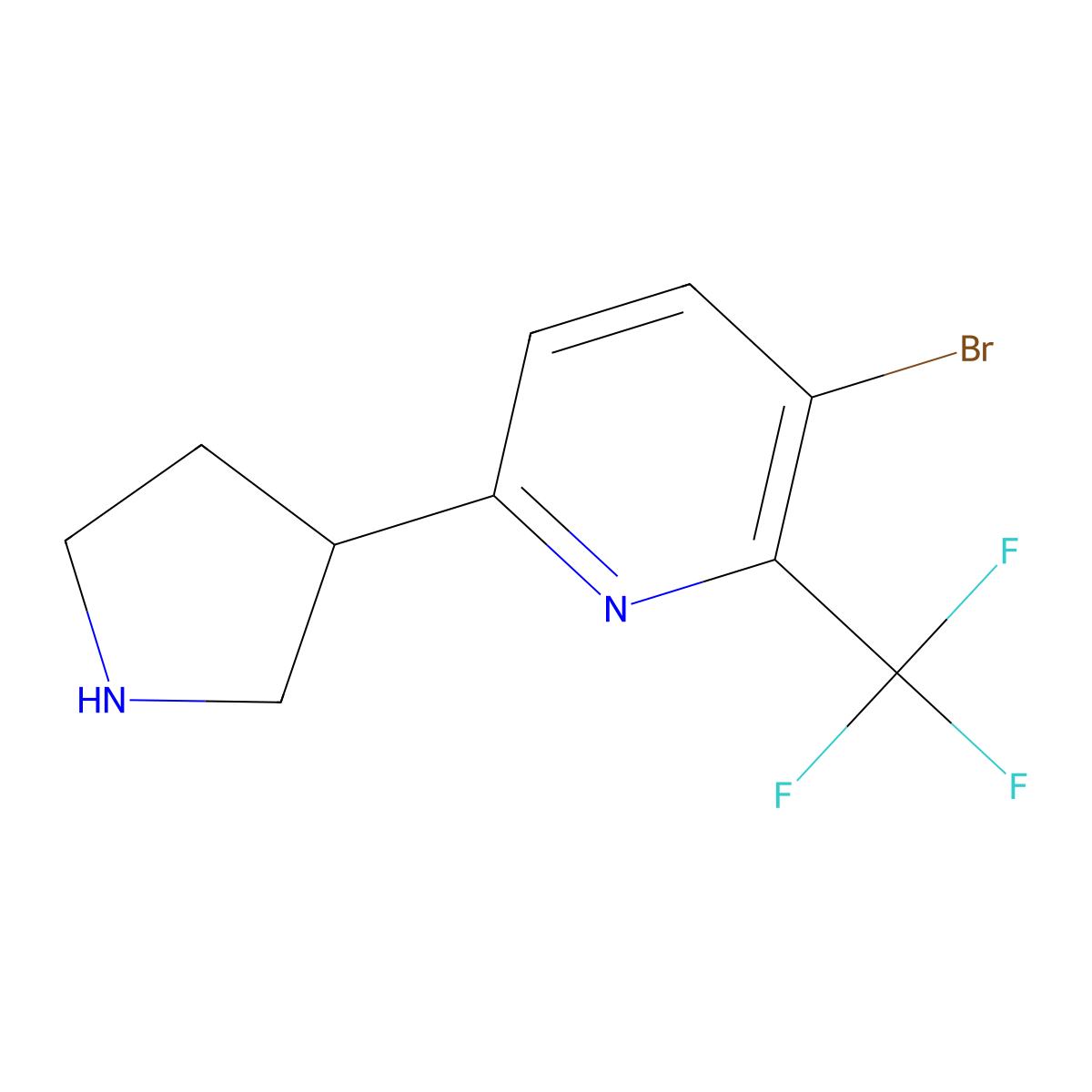 3-Bromo-6-(pyrrolidin-3-yl)-2-(trifluoromethyl)pyridine molecular structure, CAS 2891518-88-8