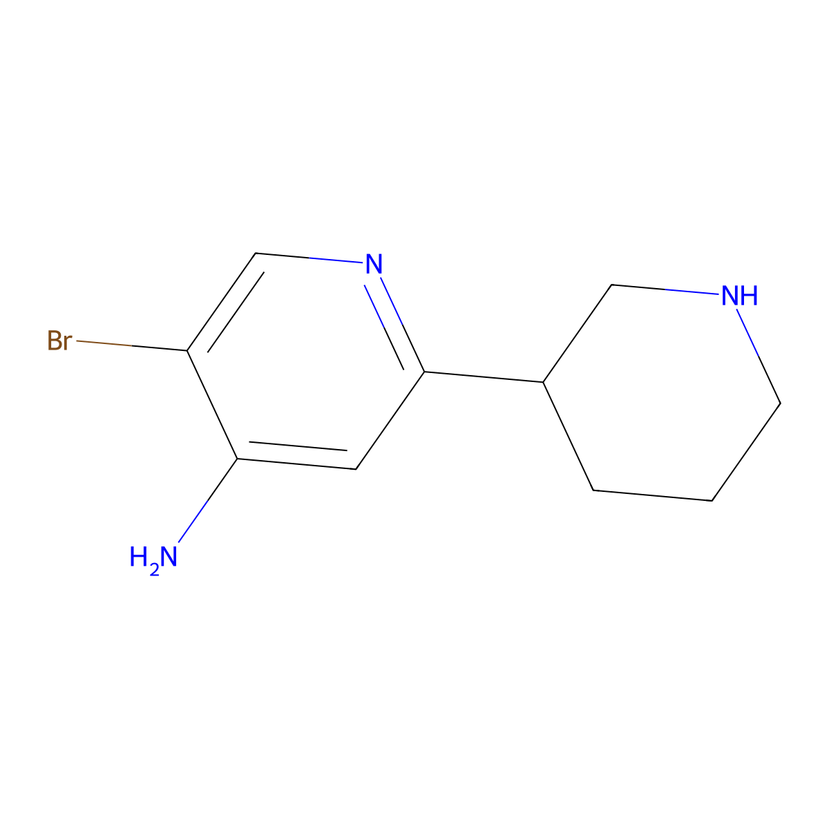 5-Bromo-2-(piperidin-3-yl)pyridin-4-amine molecular structure, CAS 2891518-91-3