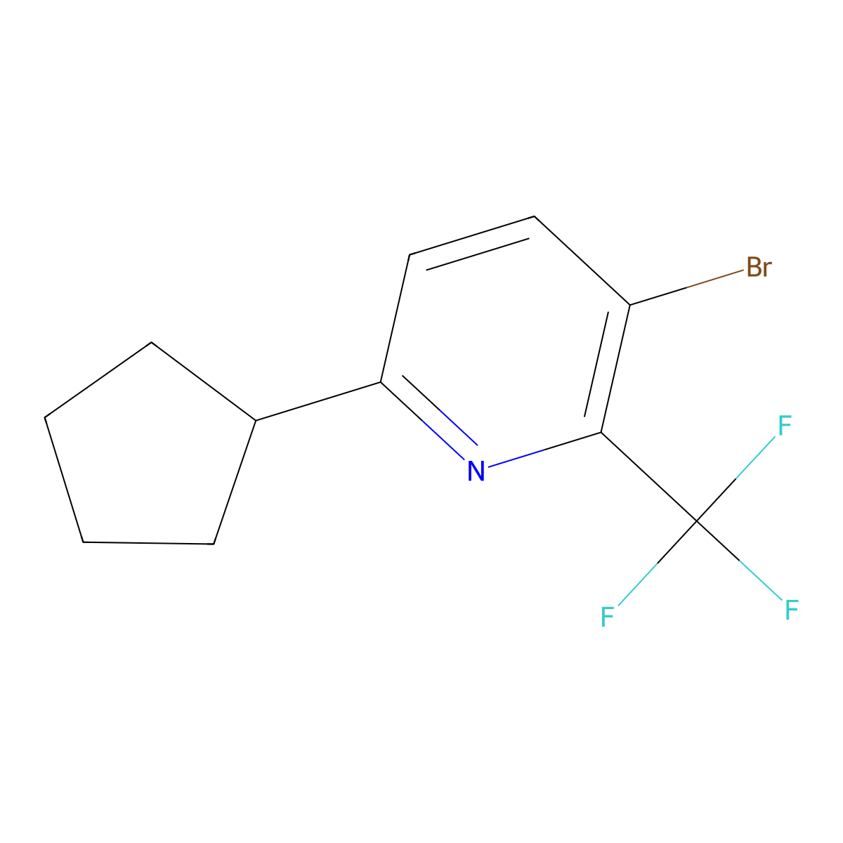 3-Bromo-6-cyclopentyl-2-(trifluoromethyl)pyridine molecular structure, CAS 2891518-92-4