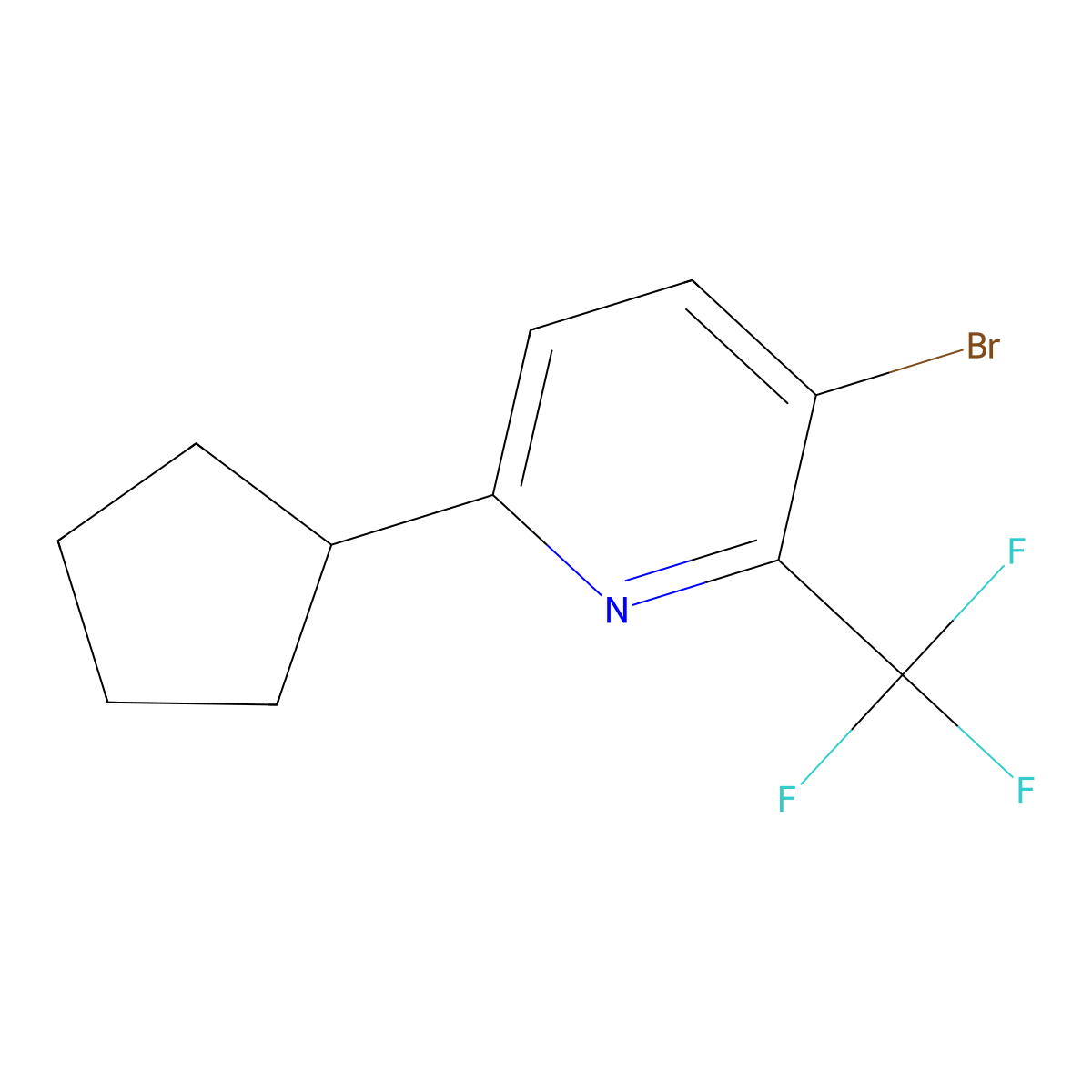 3-Bromo-6-cyclopentyl-2-(trifluoromethyl)pyridine molecular structure, CAS 2891518-92-4