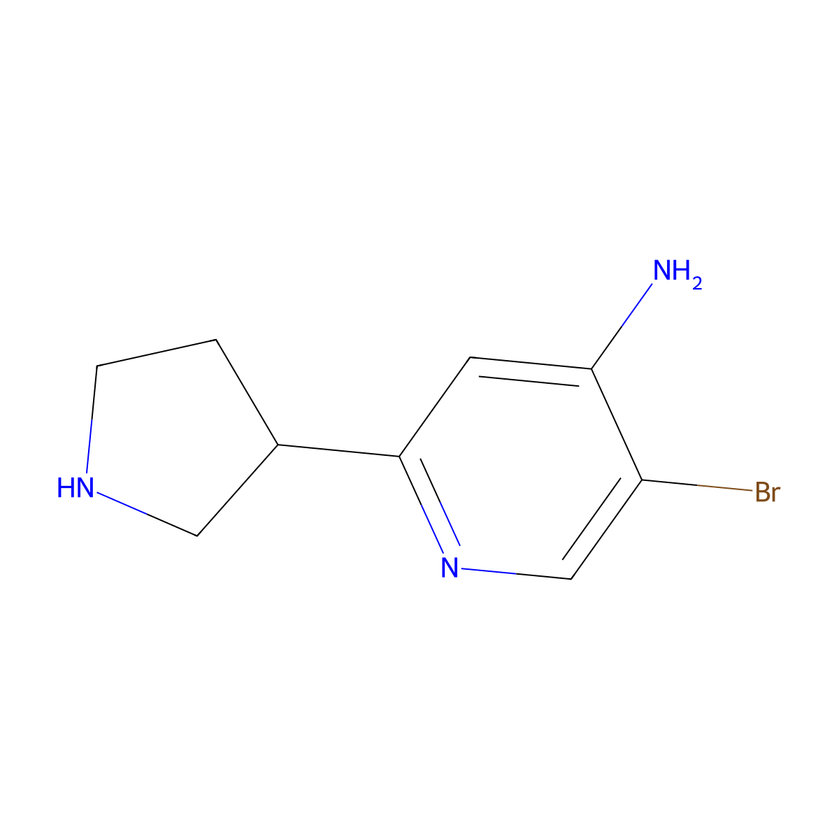 5-Bromo-2-(pyrrolidin-3-yl)pyridin-4-amine molecular structure, CAS 2891518-93-5