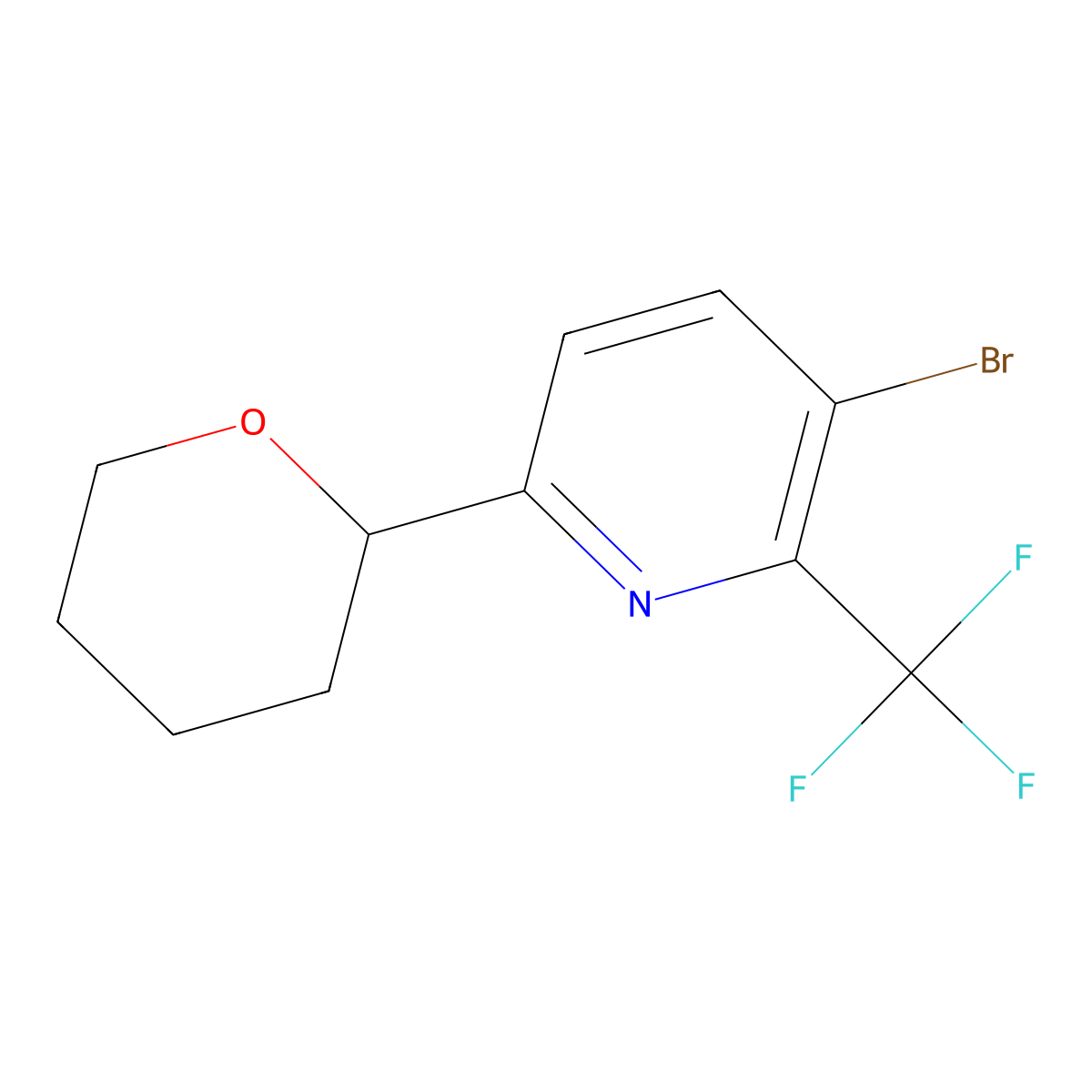 3-bromo-6-(tetrahydro-2H-pyran-2-yl)-2-(trifluoromethyl)pyridine molecular structure, CAS 2891518-95-7