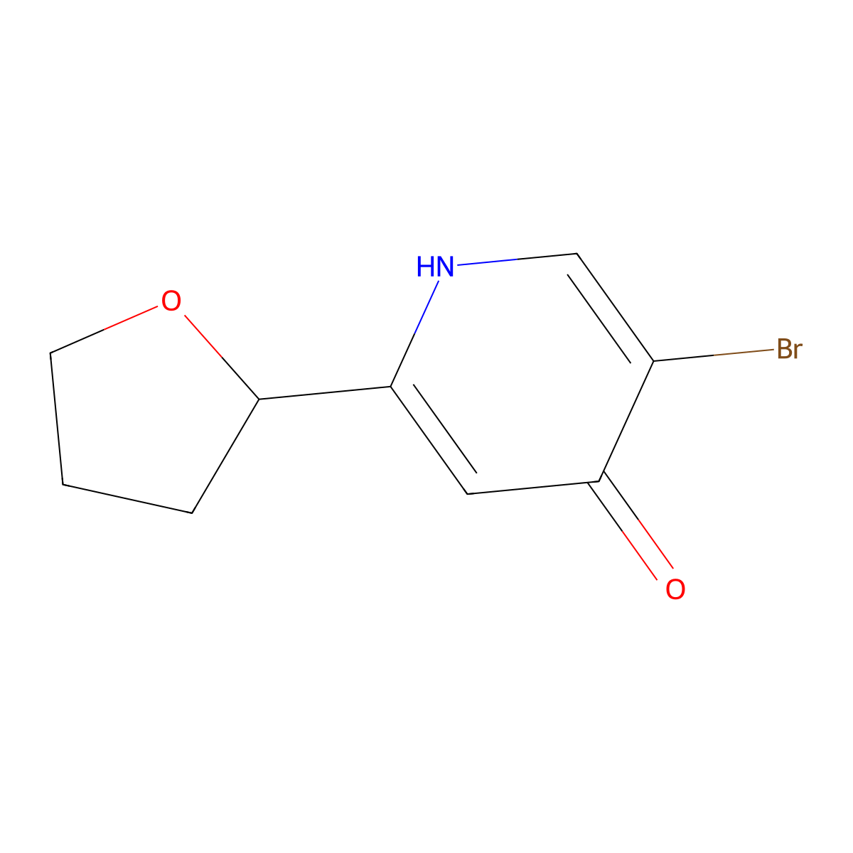 5-Bromo-2-(tetrahydrofuran-2-yl)pyridin-4-ol molecular structure, CAS 2891518-99-1