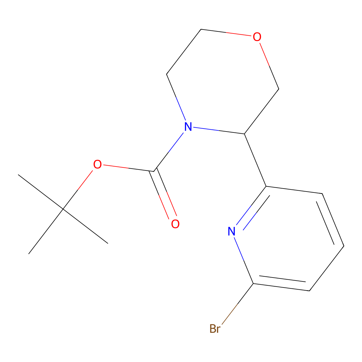 Tert-butyl 3-(6-bromopyridin-2-yl)morpholine-4-carboxylate molecular structure, CAS 2891519-00-7
