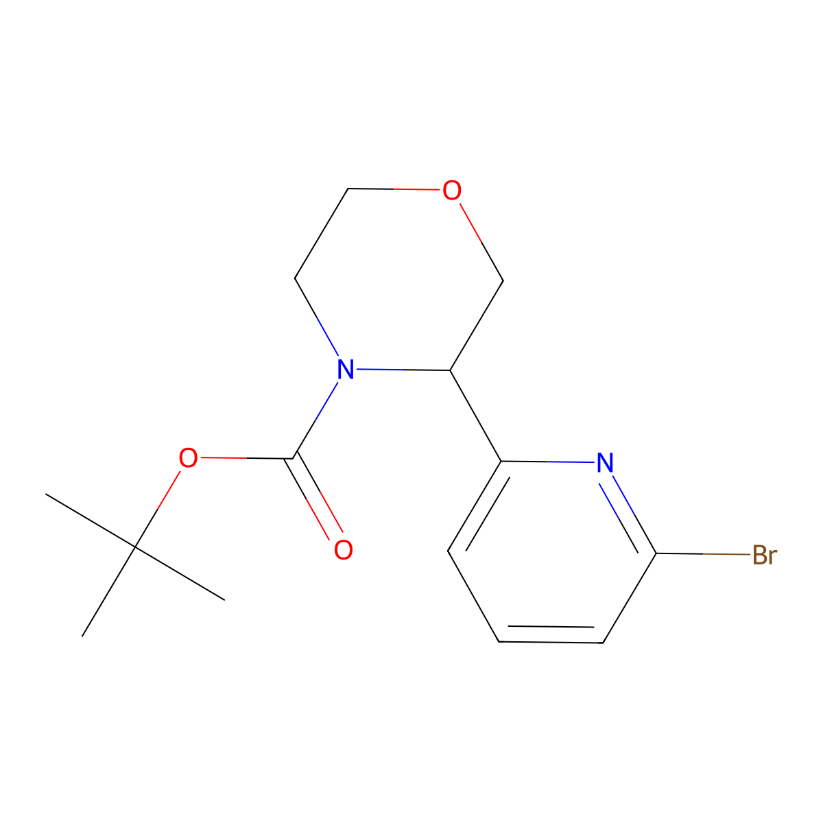 Tert-butyl 3-(6-bromopyridin-2-yl)morpholine-4-carboxylate molecular structure, CAS 2891519-00-7