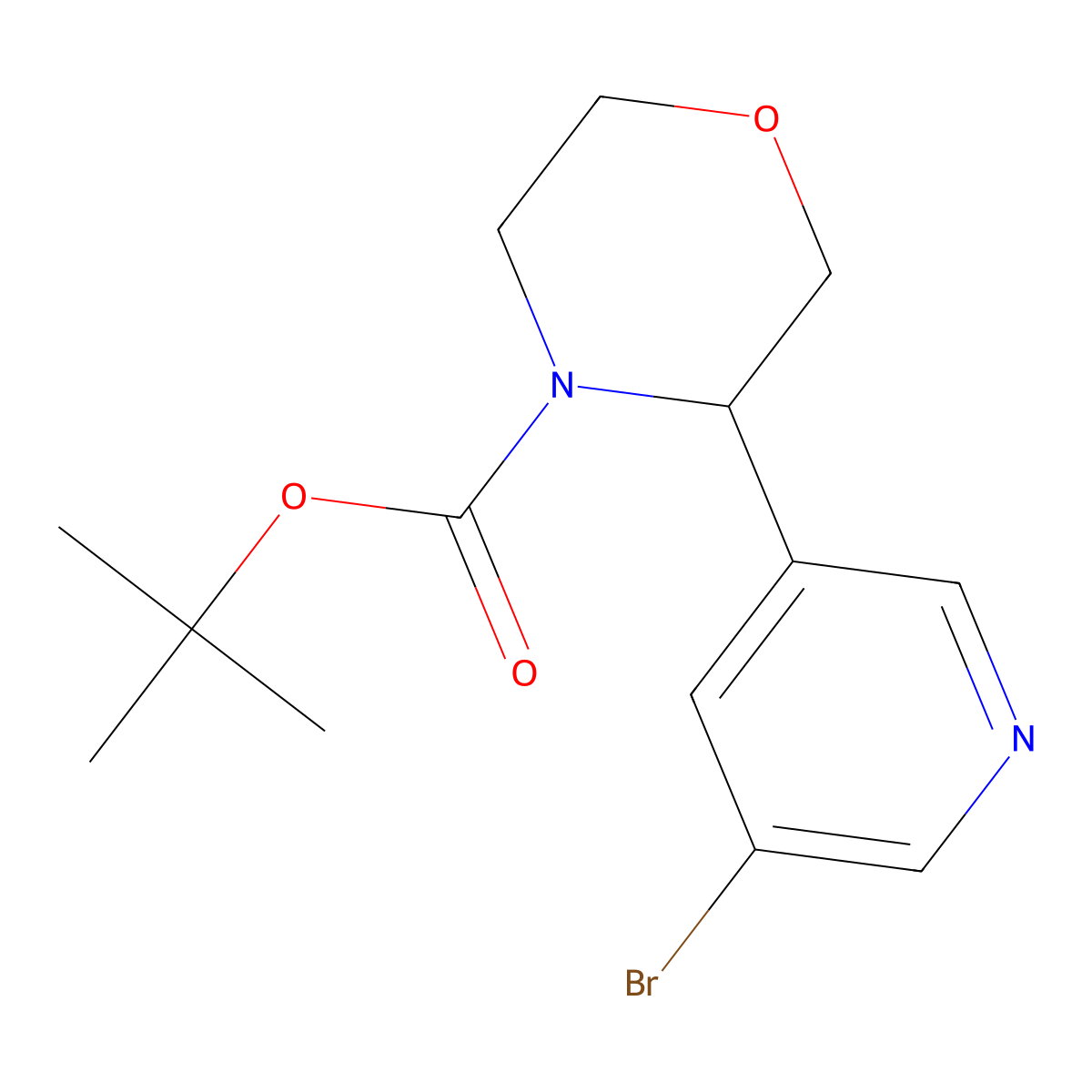 Tert-butyl 3-(5-bromopyridin-3-yl)morpholine-4-carboxylate molecular structure, CAS 2891519-03-0