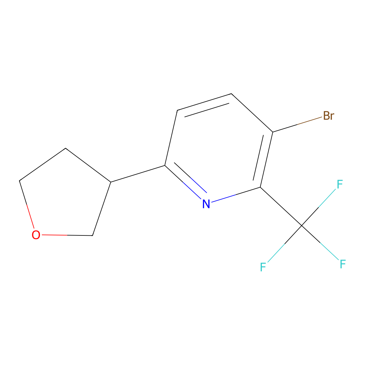 3-Bromo-6-(tetrahydrofuran-3-yl)-2-(trifluoromethyl)pyridine molecular structure, CAS 2891519-88-1