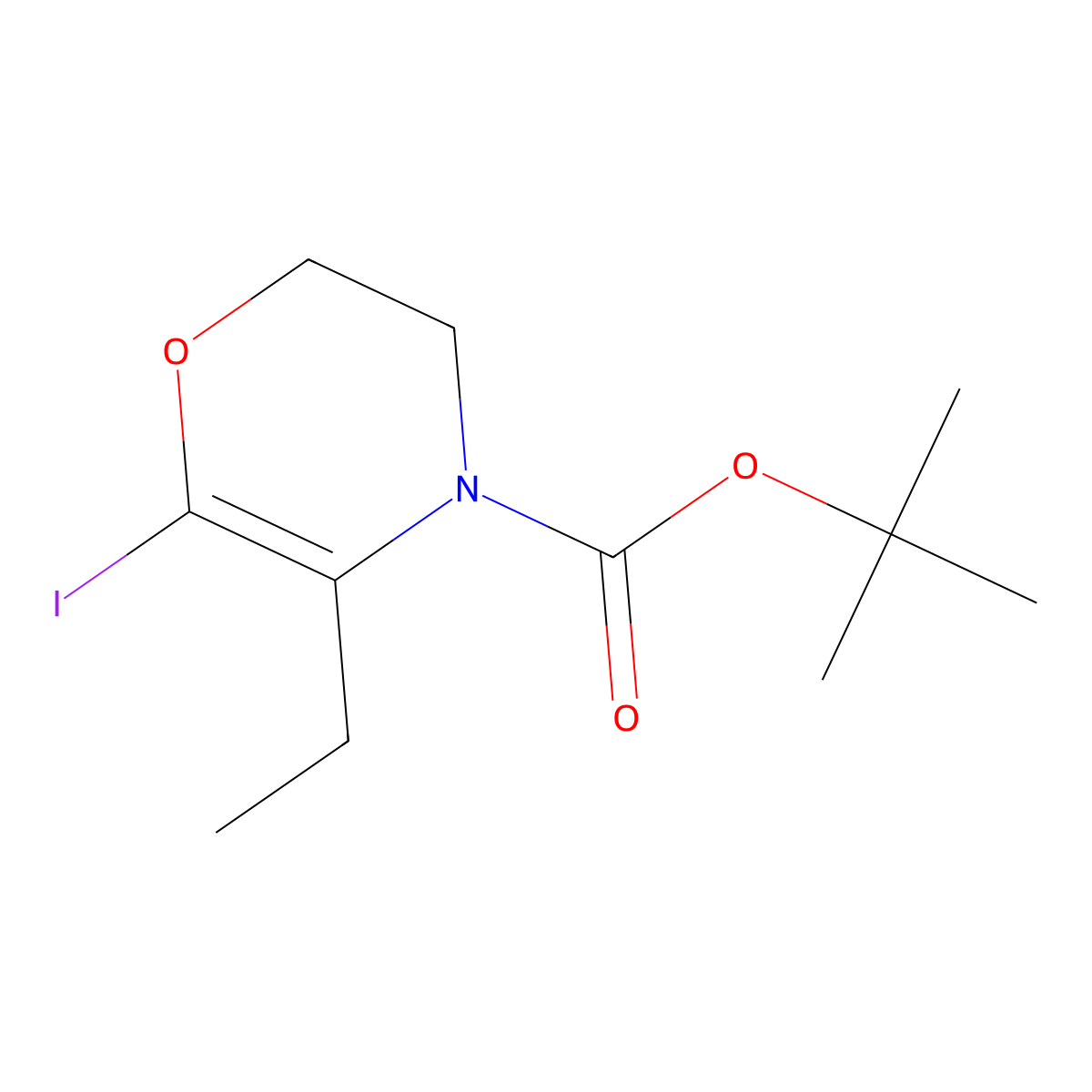 tert-butyl 5-ethyl-6-iodo-2,3-dihydro-4H-1,4-oxazine-4-carboxylate molecular structure, CAS 2891520-03-7