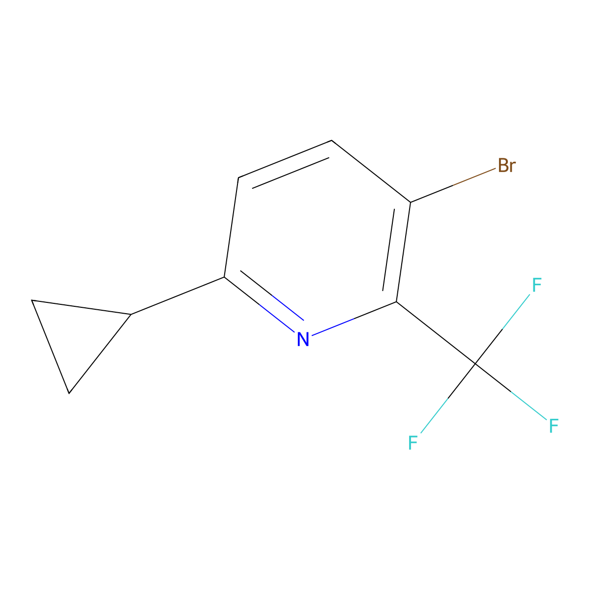 3-Bromo-6-cyclopropyl-2-(trifluoromethyl)pyridine molecular structure, CAS 2891520-09-3