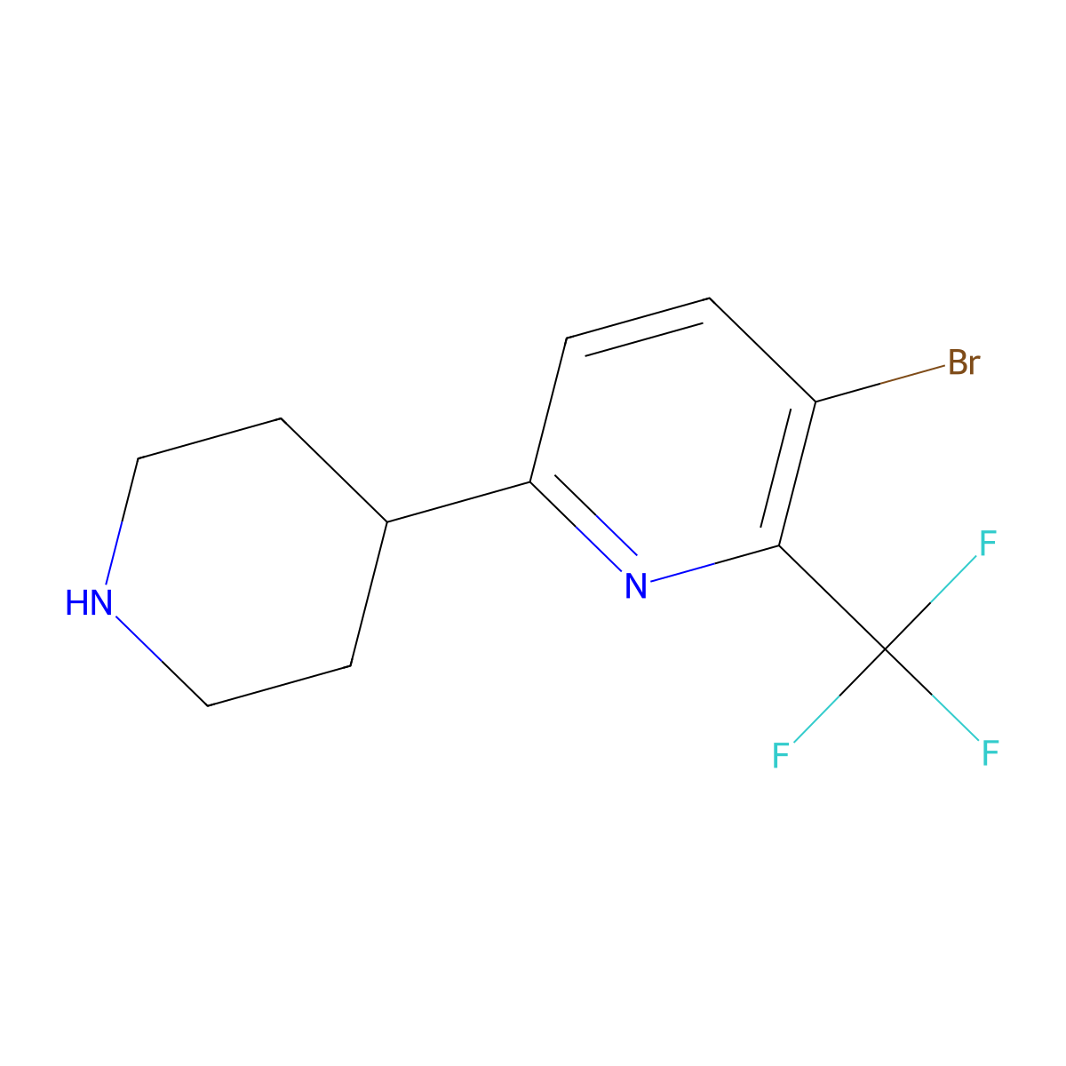3-Bromo-6-(piperidin-4-yl)-2-(trifluoromethyl)pyridine molecular structure, CAS 2891520-12-8
