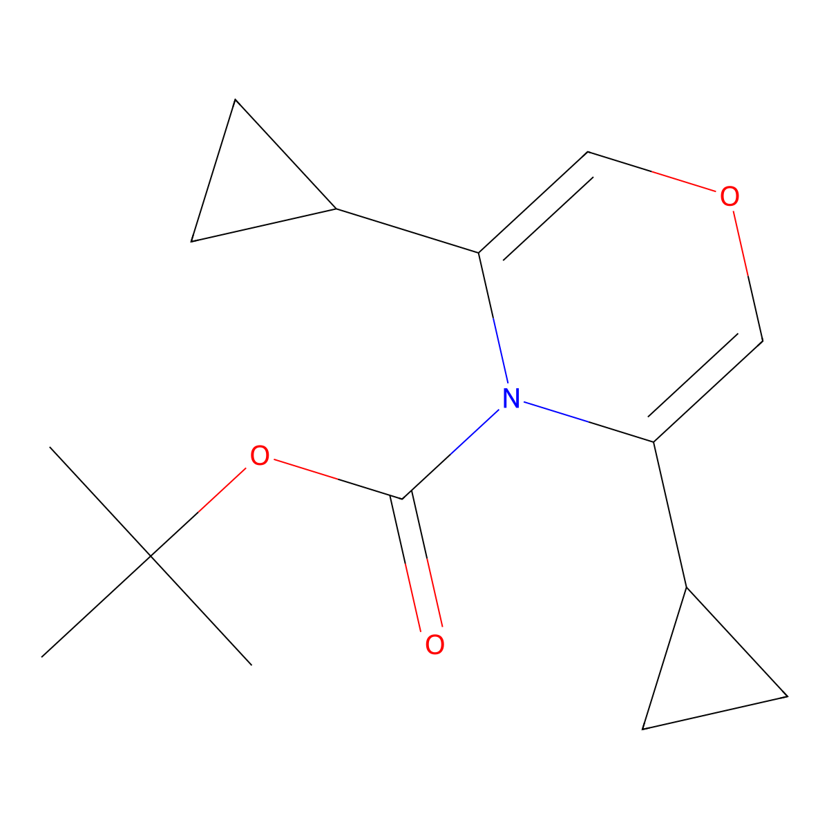 tert-butyl 3,5-dicyclopropyl-4H-1,4-oxazine-4-carboxylate molecular structure, CAS 2891520-30-0