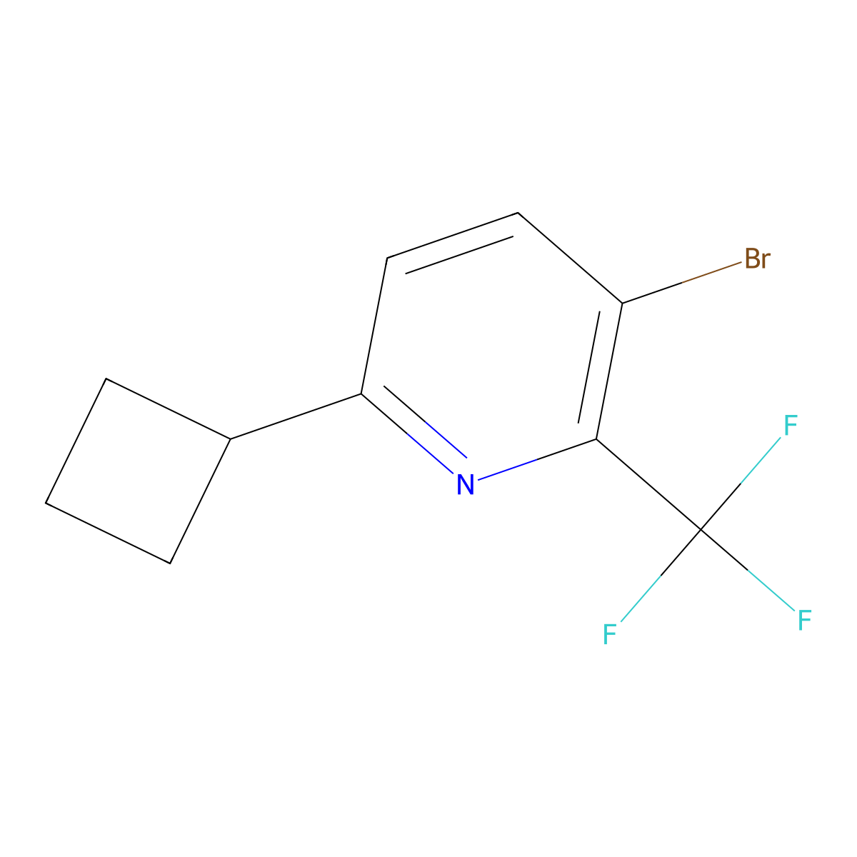 3-Bromo-6-cyclobutyl-2-(trifluoromethyl)pyridine molecular structure, CAS 2891520-41-3