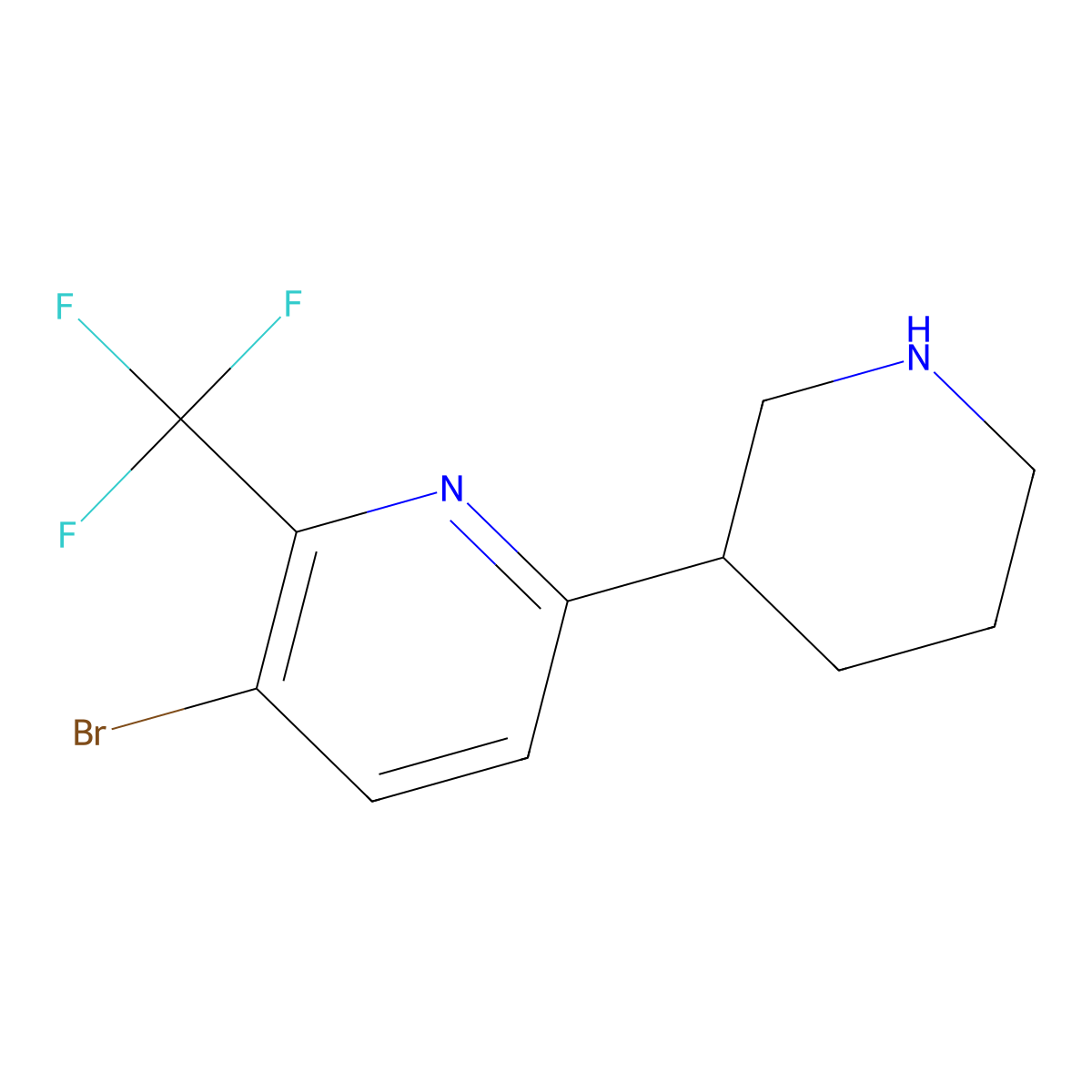3-Bromo-6-(piperidin-3-yl)-2-(trifluoromethyl)pyridine molecular structure, CAS 2891520-46-8
