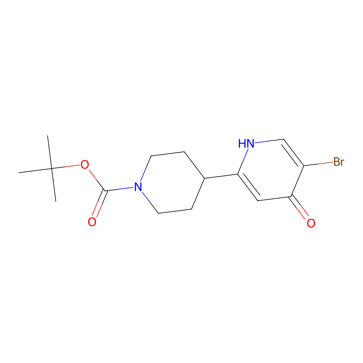 Tert-butyl 4-(5-bromo-4-hydroxypyridin-2-yl)piperidine-1-carboxylate molecular structure, CAS 2891520-49-1