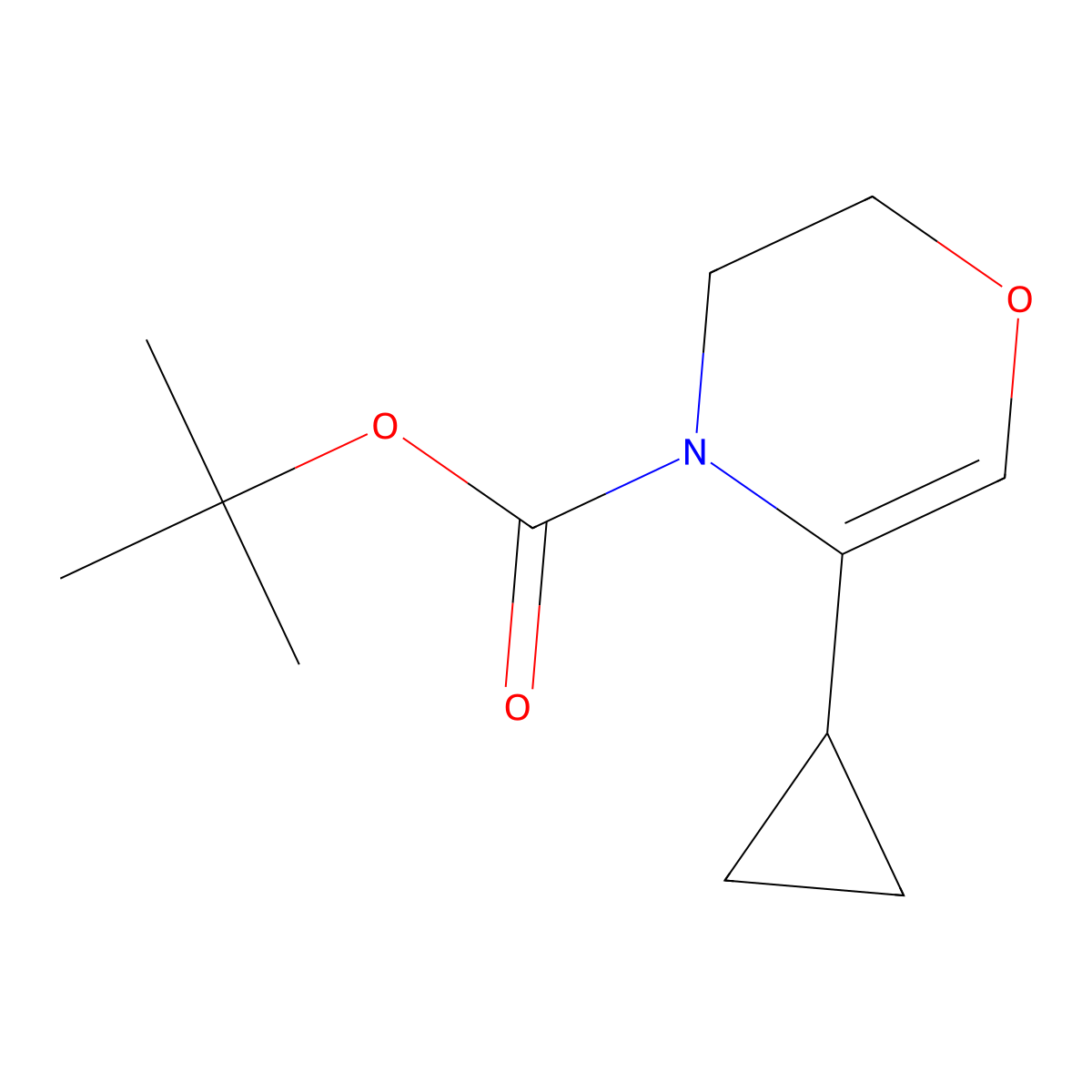 tert-butyl 5-cyclopropyl-2,3-dihydro-4H-1,4-oxazine-4-carboxylate molecular structure, CAS 2891520-56-0