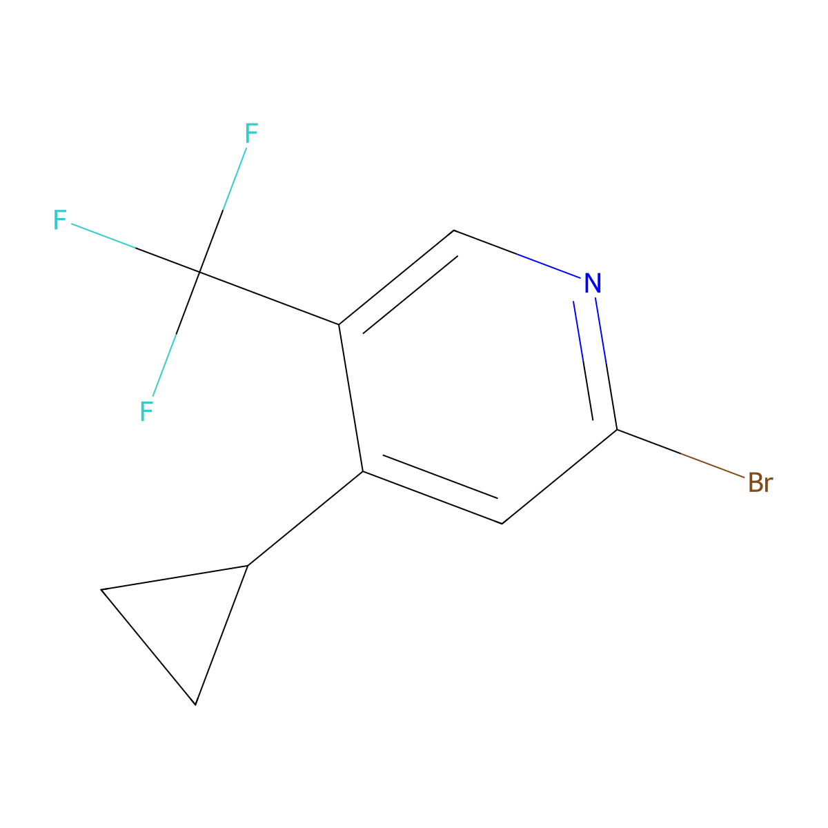 2-Bromo-4-cyclopropyl-5-(trifluoromethyl)pyridine molecular structure, CAS 2891520-62-8