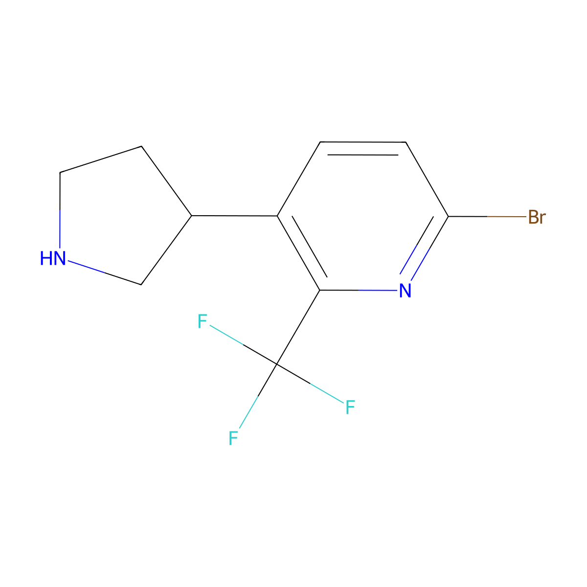 6-Bromo-3-(pyrrolidin-3-yl)-2-(trifluoromethyl)pyridine molecular structure, CAS 2891521-13-2