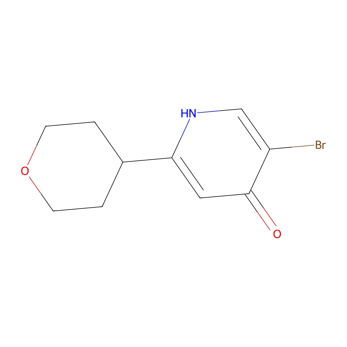 5-bromo-2-(tetrahydro-2H-pyran-4-yl)pyridin-4-ol molecular structure, CAS 2891521-16-5