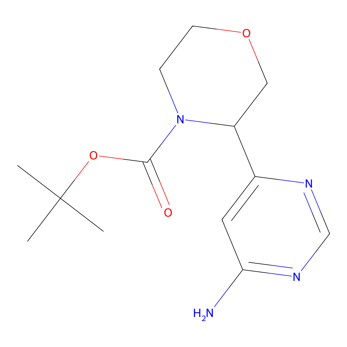 Tert-butyl 3-(6-aminopyrimidin-4-yl)morpholine-4-carboxylate molecular structure, CAS 2891521-18-7