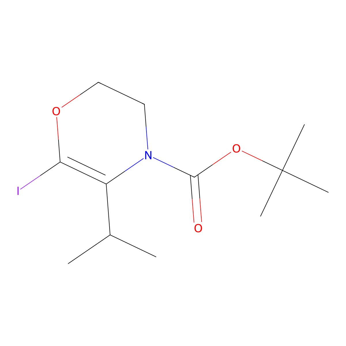 tert-butyl 6-iodo-5-isopropyl-2,3-dihydro-4H-1,4-oxazine-4-carboxylate molecular structure, CAS 2891521-19-8