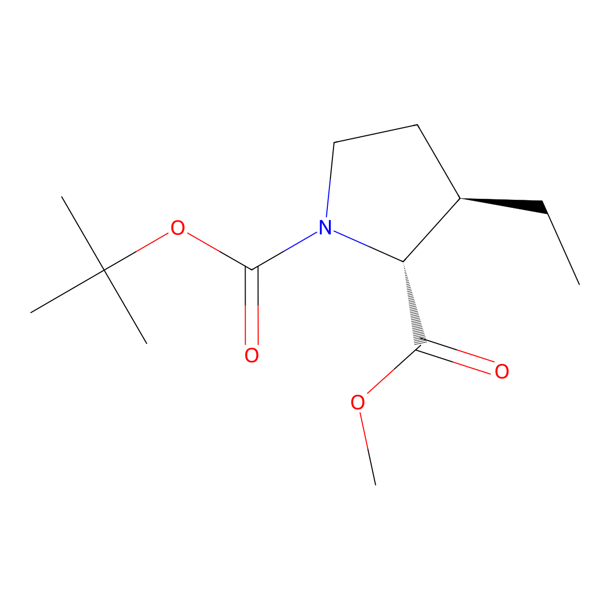 O1-tert-butyl O2-methyl (2R,3R)-3-ethylpyrrolidine-1,2-dicarboxylate molecular structure, CAS 2891579-92-1