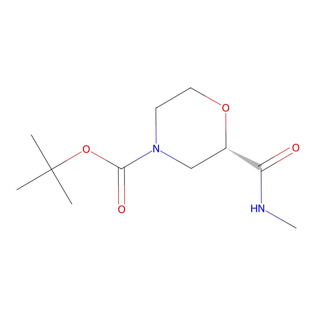 Tert-butyl (2S)-2-(methylcarbamoyl)morpholine-4-carboxylate molecular structure, CAS 2891579-95-4