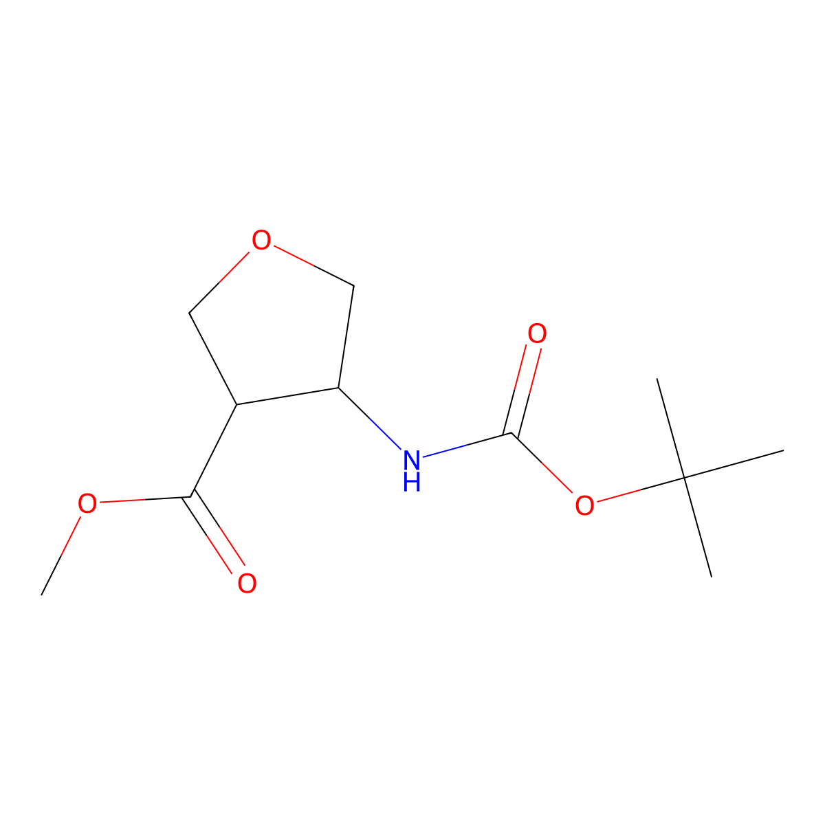 trans-Methyl 4-((tert-butoxycarbonyl)amino)tetrahydrofuran-3-carboxylate molecular structure, CAS 2891580-11-1